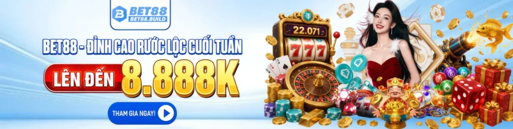 bet88 đỉnh cao rước lộc cuối tuần tặng 8888k banner