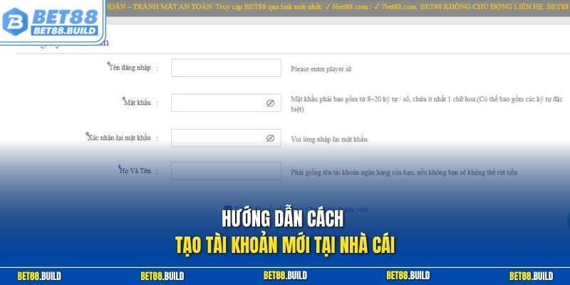 Hướng dẫn cách tạo tài khoản mới tại nhà cái